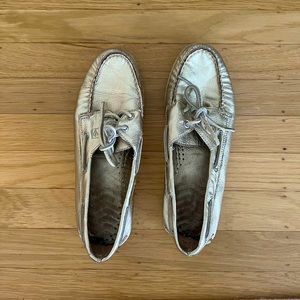 Metallic Sperry boat shoes